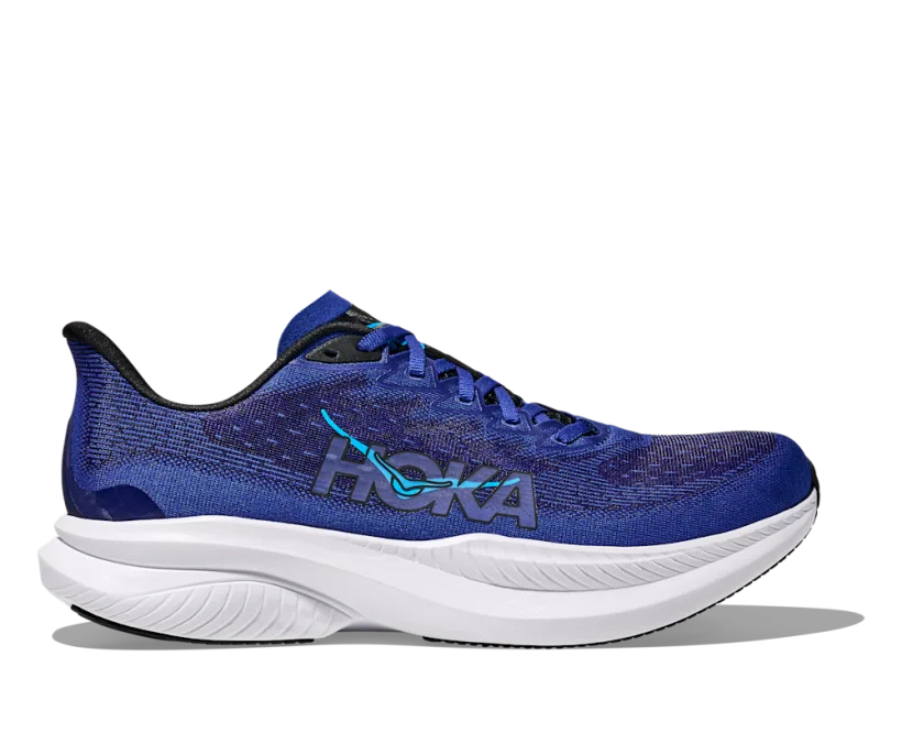 Hoka Mach 6 i blått, sidovy